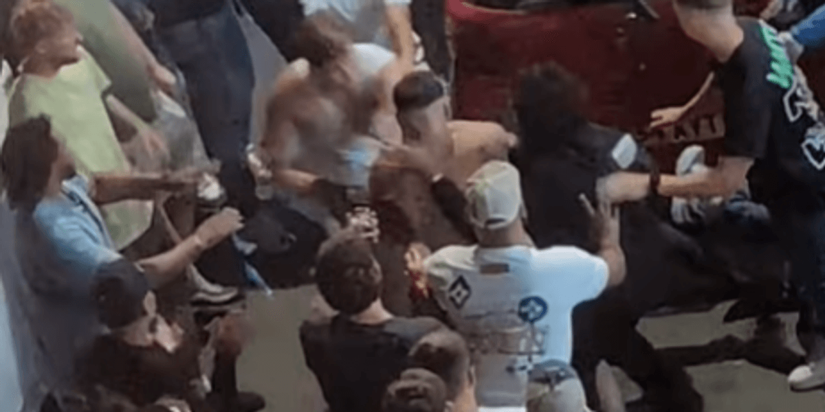 Popular seaside town overrun by shirtless yobs as early morning brawl spills into streets