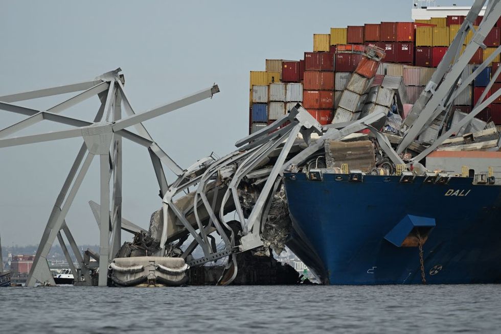 Bridge collapsed onto a ship