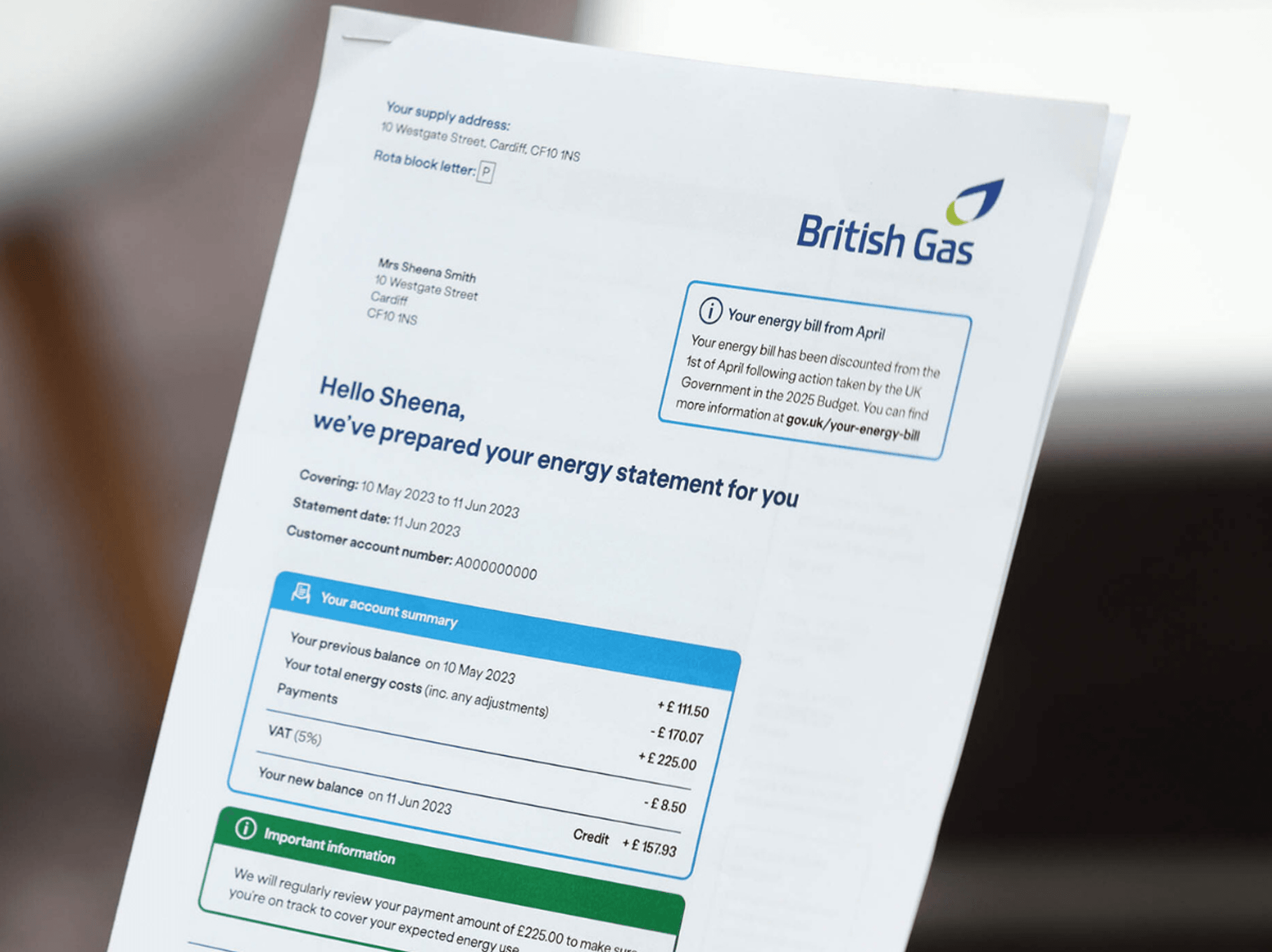 British Gas bill