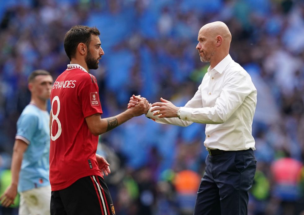 Bruno Fernandes and Erik ten Hag