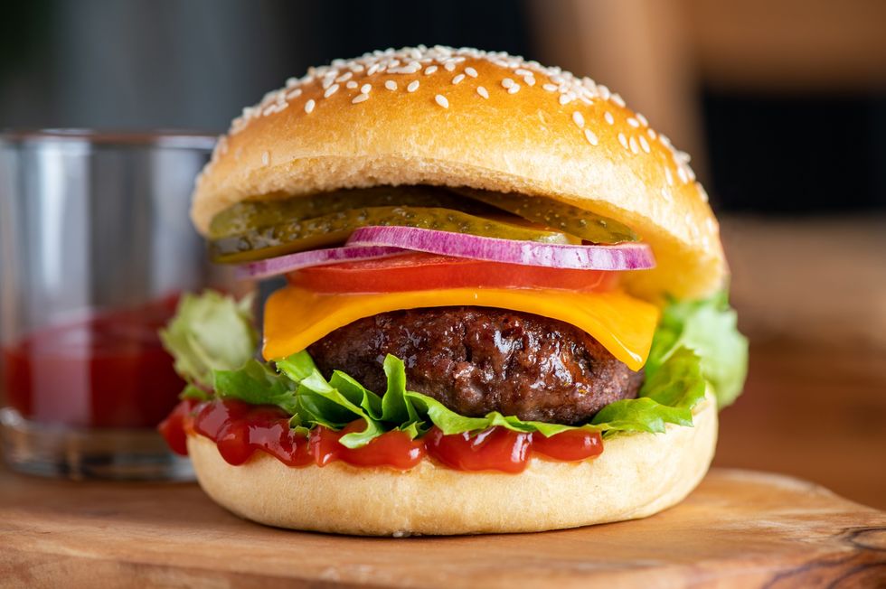 Burger with ketchup