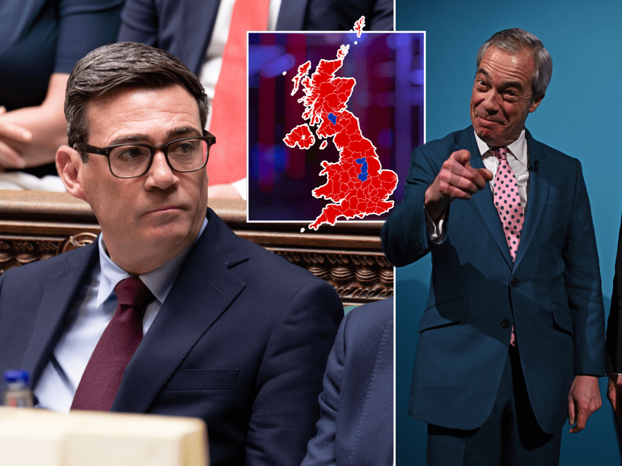 Burnham/map/Nigel Farage and Robert Jenrick