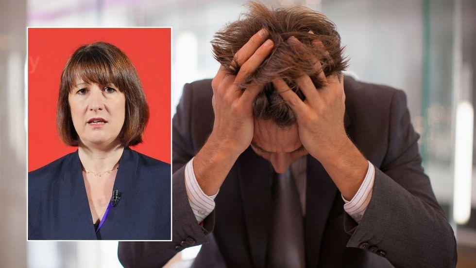 Business man worried and Rachel Reeves