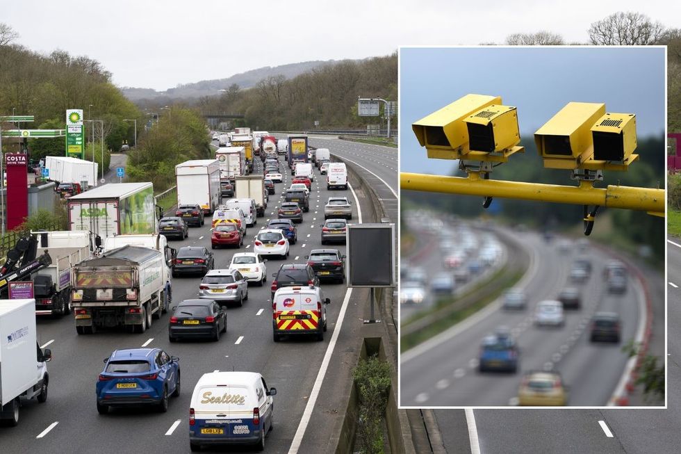 Busy motorway and speed cameras