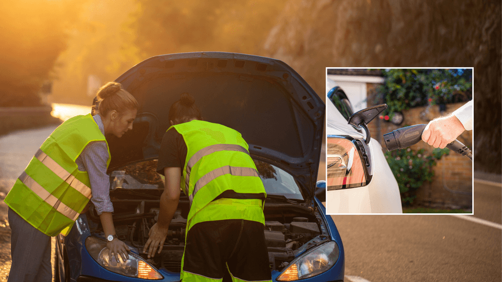 Car breakdown and electric vehicle charger