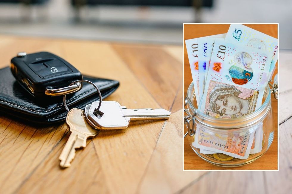 Car keys and a jar of money