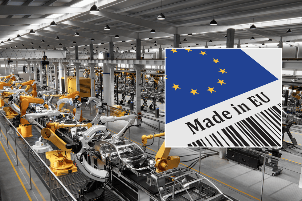 Car production and Made in EU sign