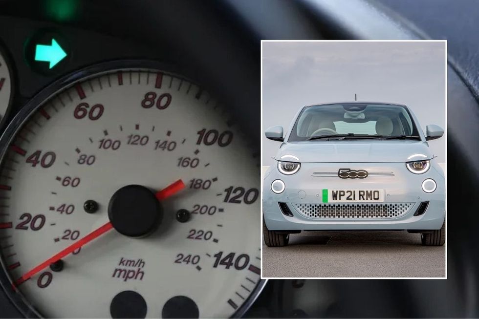 Car speedometer and a Fiat 500e
