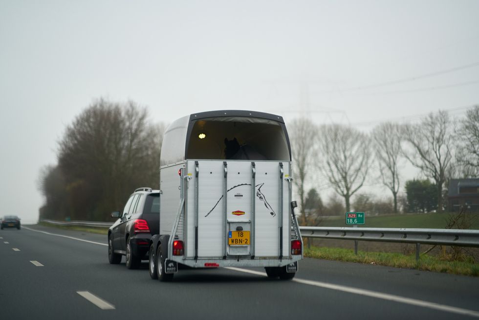 Car towing on UK road