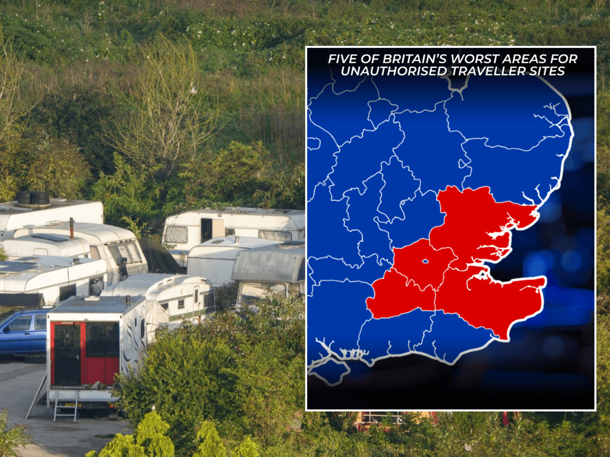 Caravan site; Map of traveller hotspots in England
