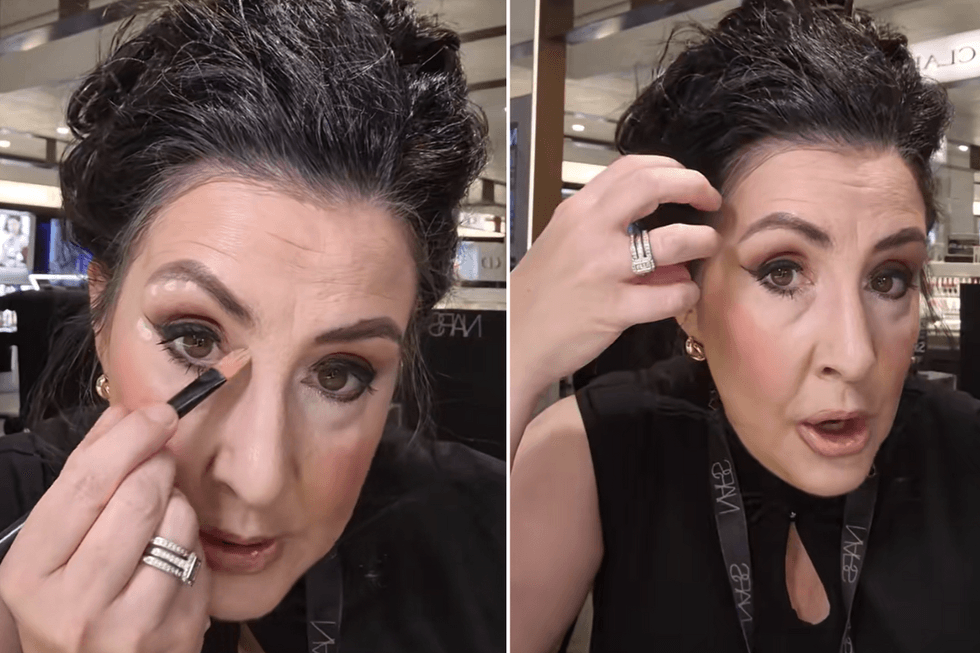 Carina showing followers how to apply concealer