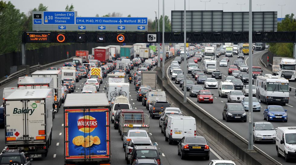 Cars stuck in traffic on motorway