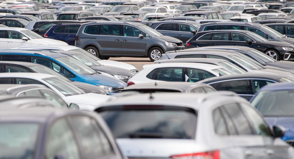 Cars waiting to be distributed to dealerships
