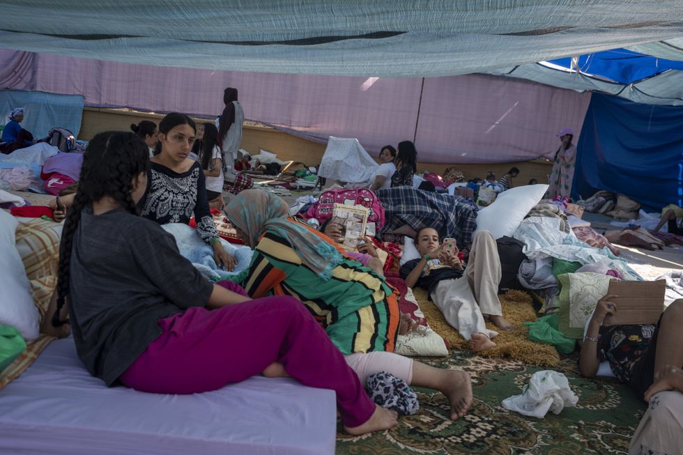 Ceuta migrants living in tents