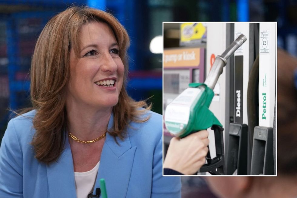 Chancellor Rachel Reeves and a fuel pump