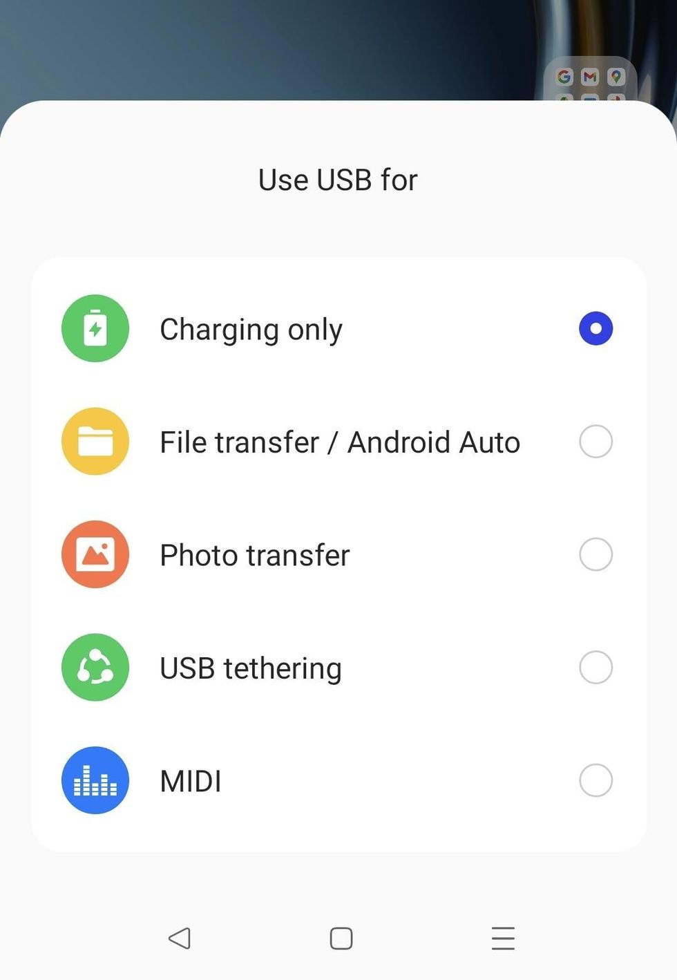 Charge only option on android phone