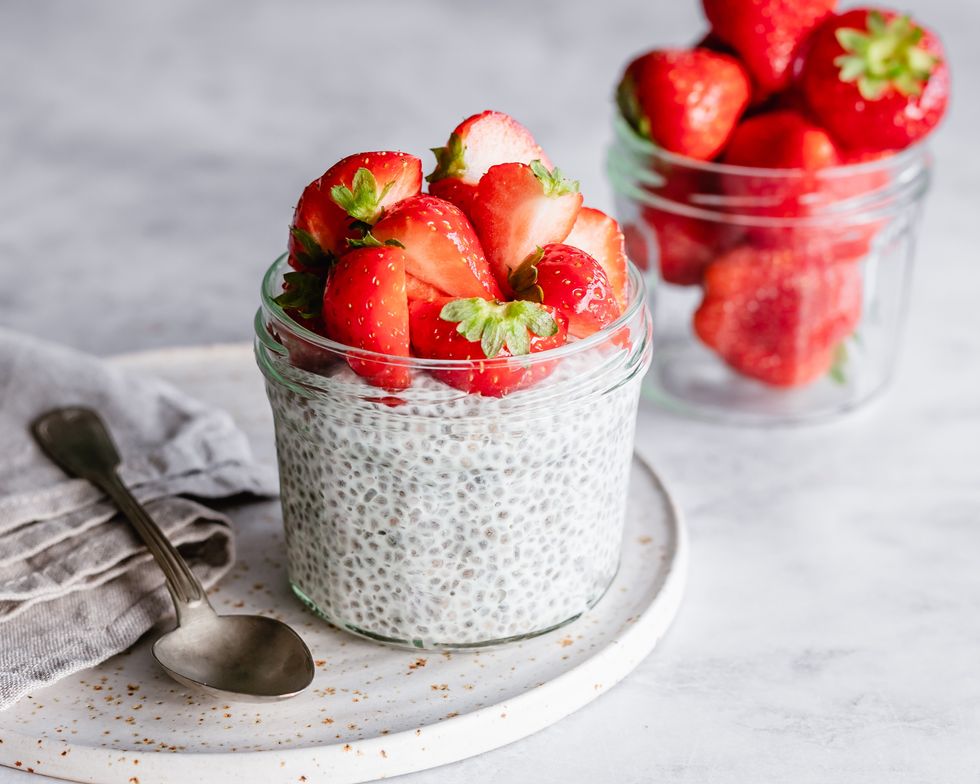 Chia pudding with strawberries