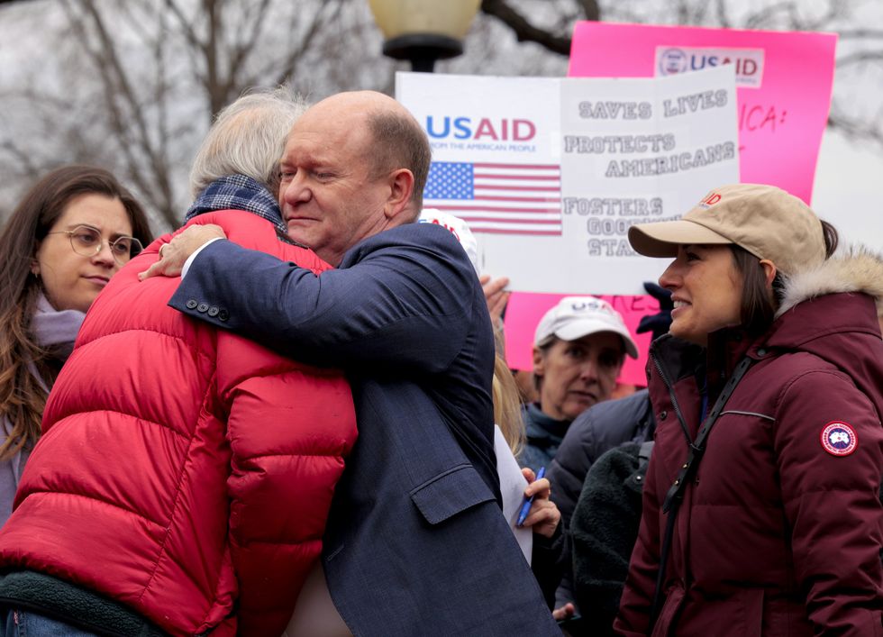 Chris Coons at rally