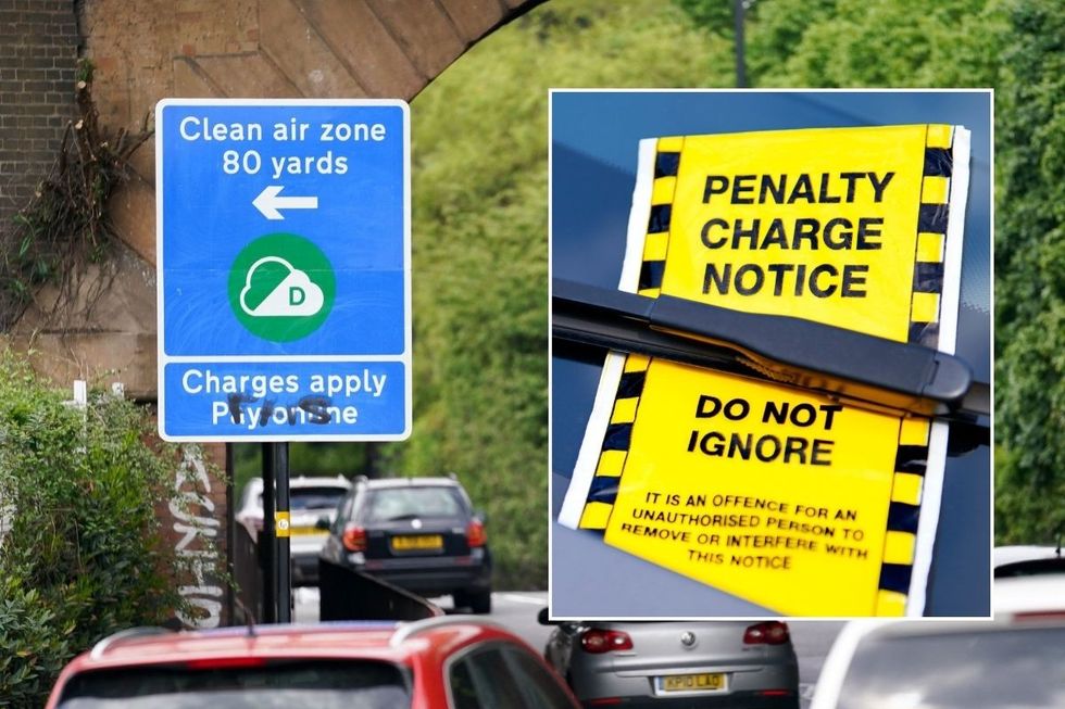 Clean Air Zone sign and traffic fine 
