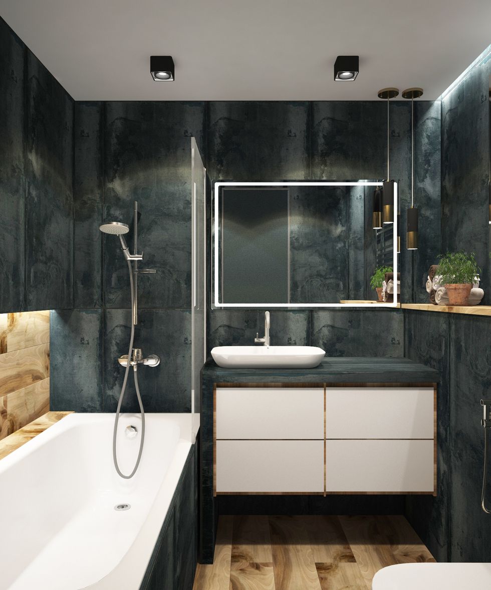 Clean bathroom shower sink