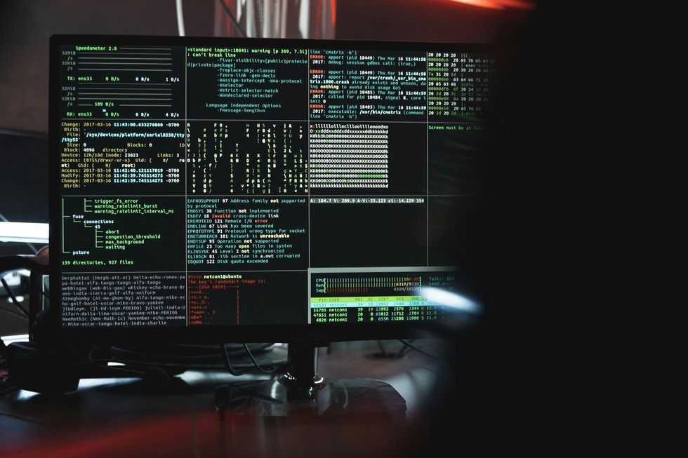 Code displayed across computer screen