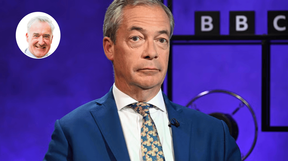 Colin Brazier (left), Nigel Farage (middle)