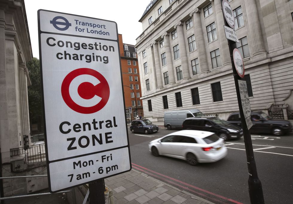 Congestion Charge sign and Sadiq Khan 