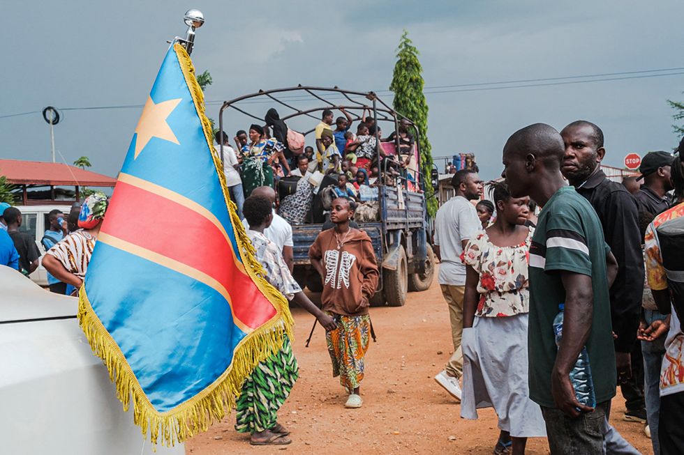 Congolese people and flag