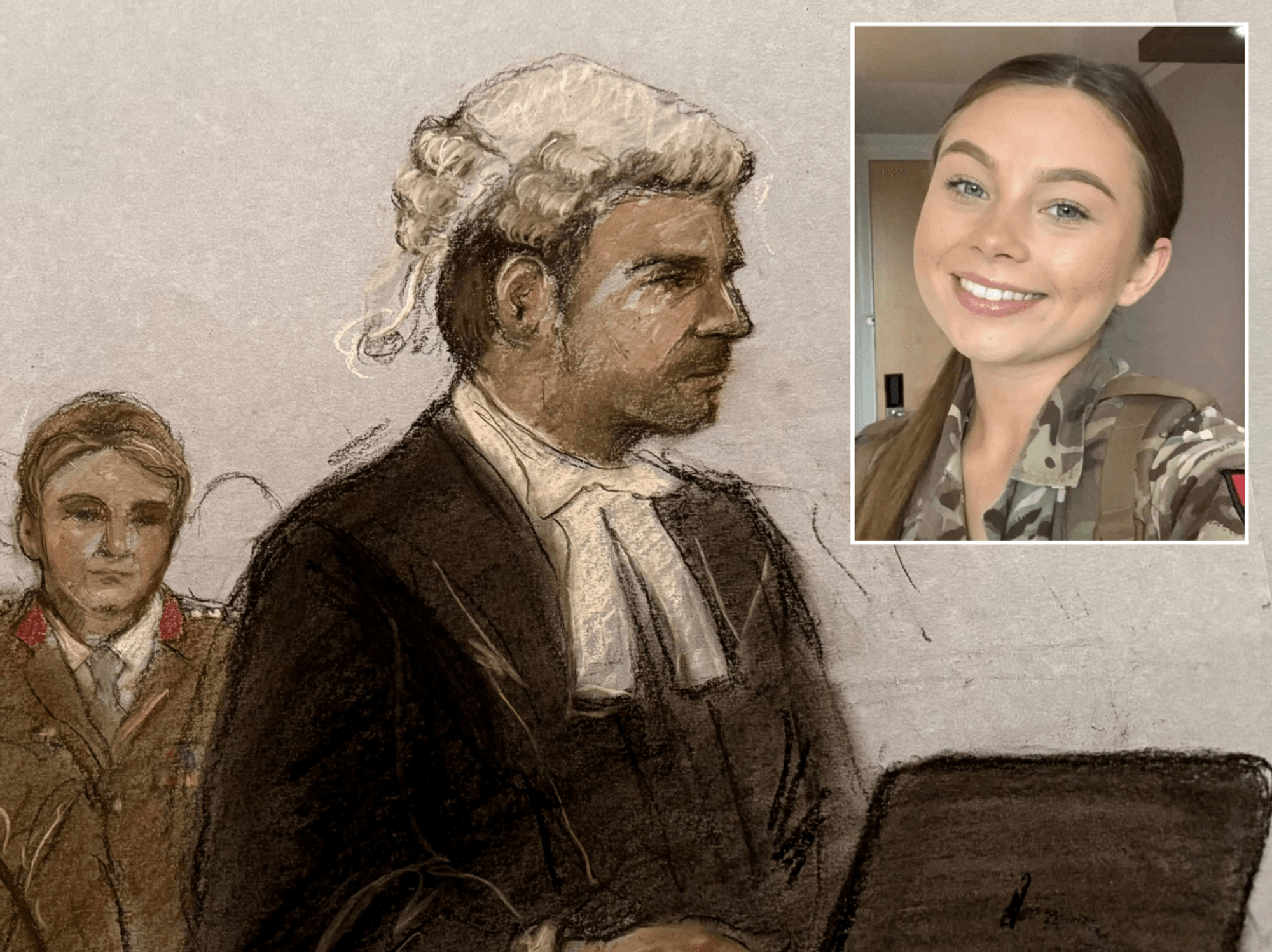 Court drawing and Jaysley Beck