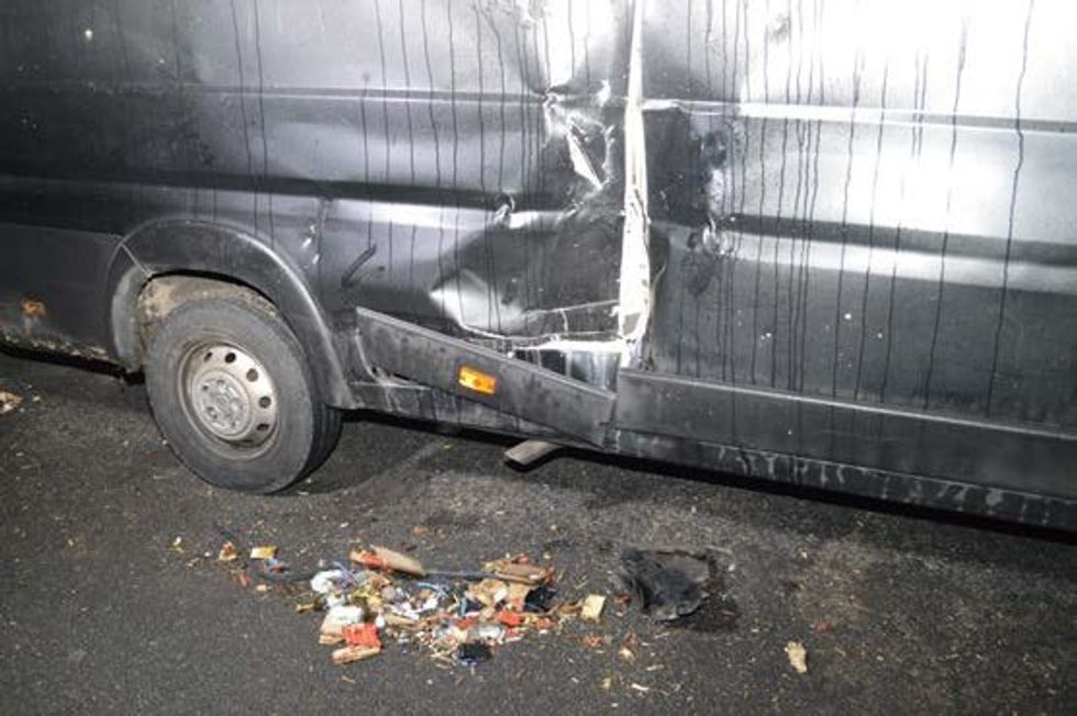 Damage to car after explosion