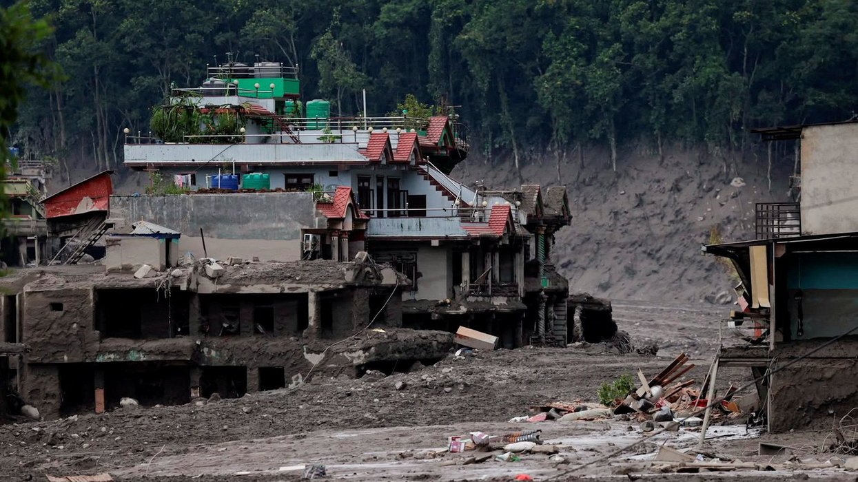 Damaged houses in Nuwakot district, Nepal