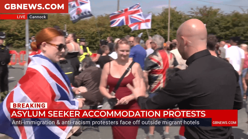 Dana spoke to GB News from migrant hotel protests in Cannock\u200b