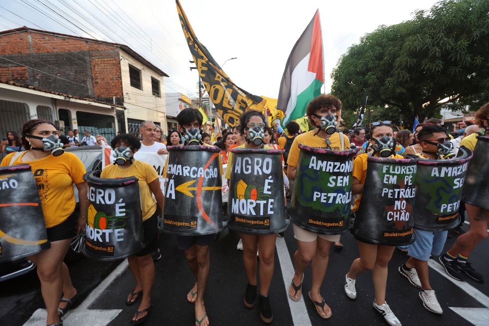 Demonstrators at the Cop30 summit