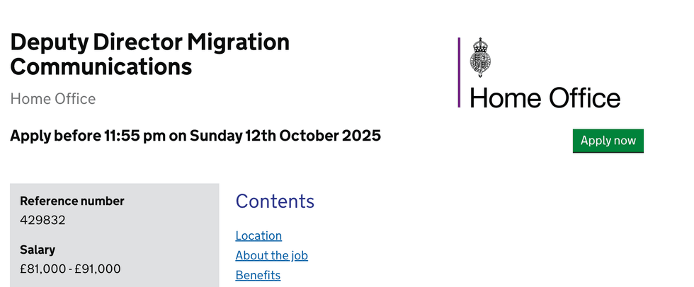 Deputy Director Migration Communications job advert