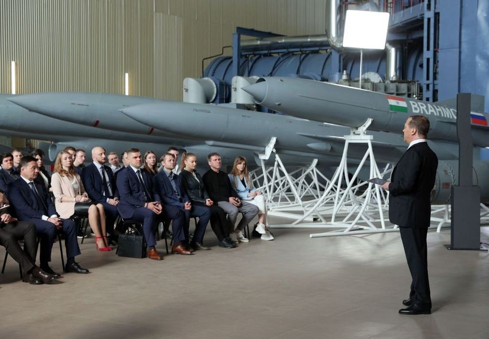 Dmitry Medvedev during a visit to NPO Mashinostroyenia