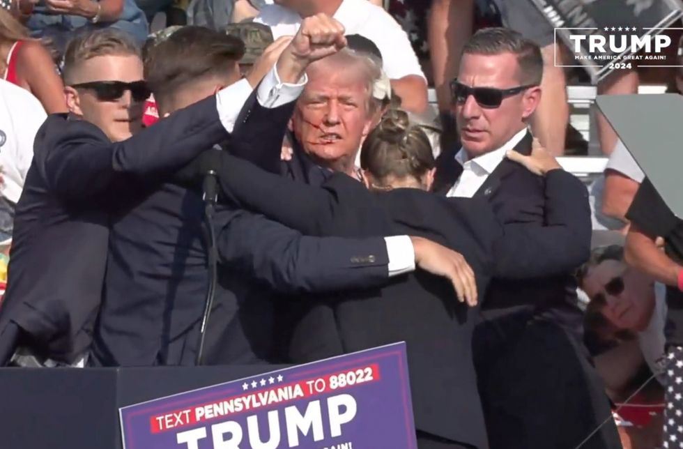 Donald Trump after being shot in assassination attempt