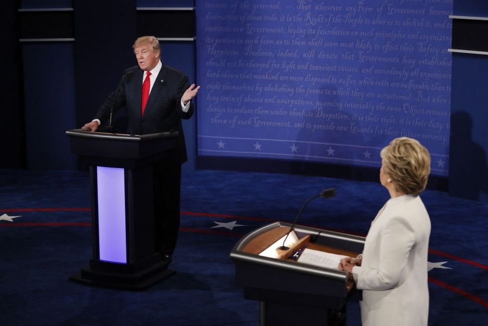 Donald Trump and Hillary Clinton at the 2016 presidential debate