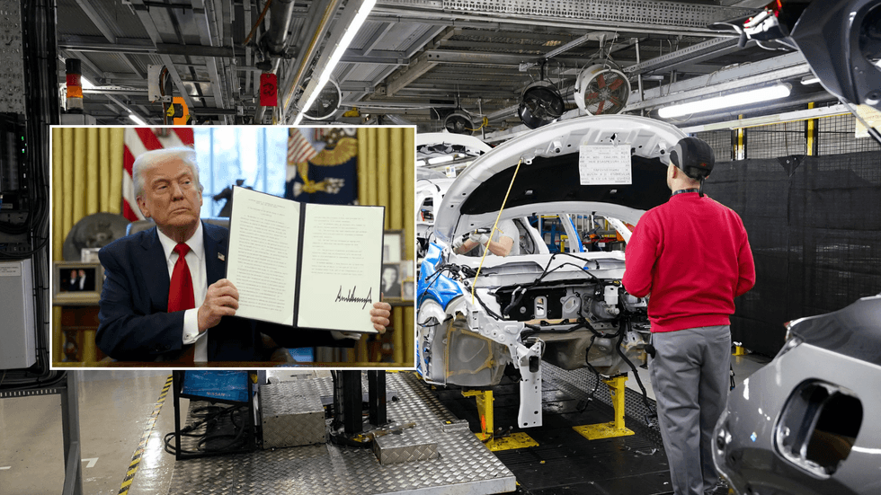Donald trump and UK car manufacturing plant