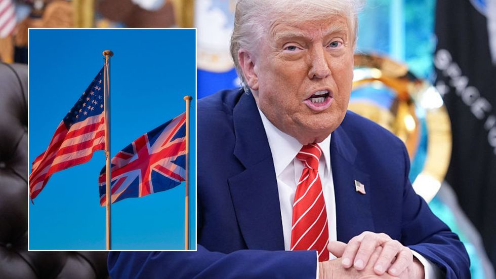 Donald Trump and UK-US flags
