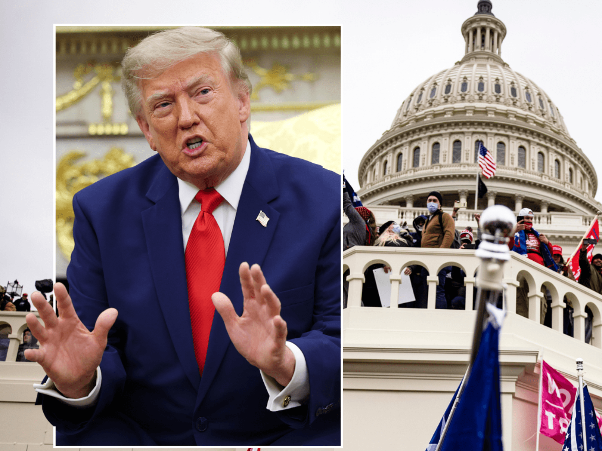 Donald Trump; the US Capitol; the BBC