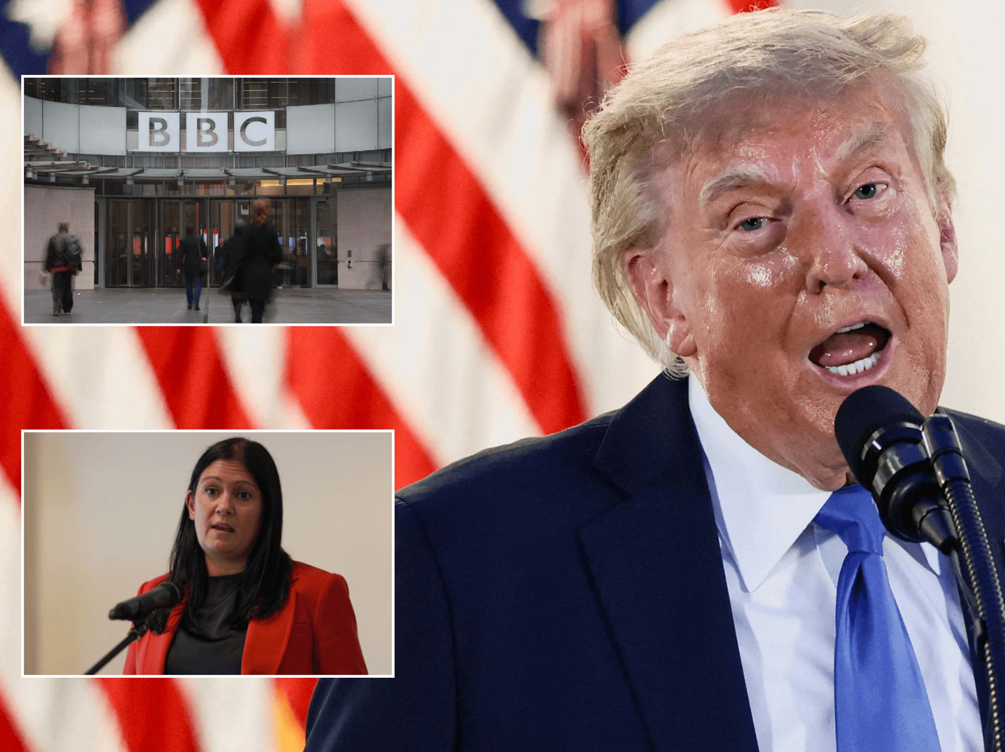 Donald Trump with Lisa Nandy and BBC