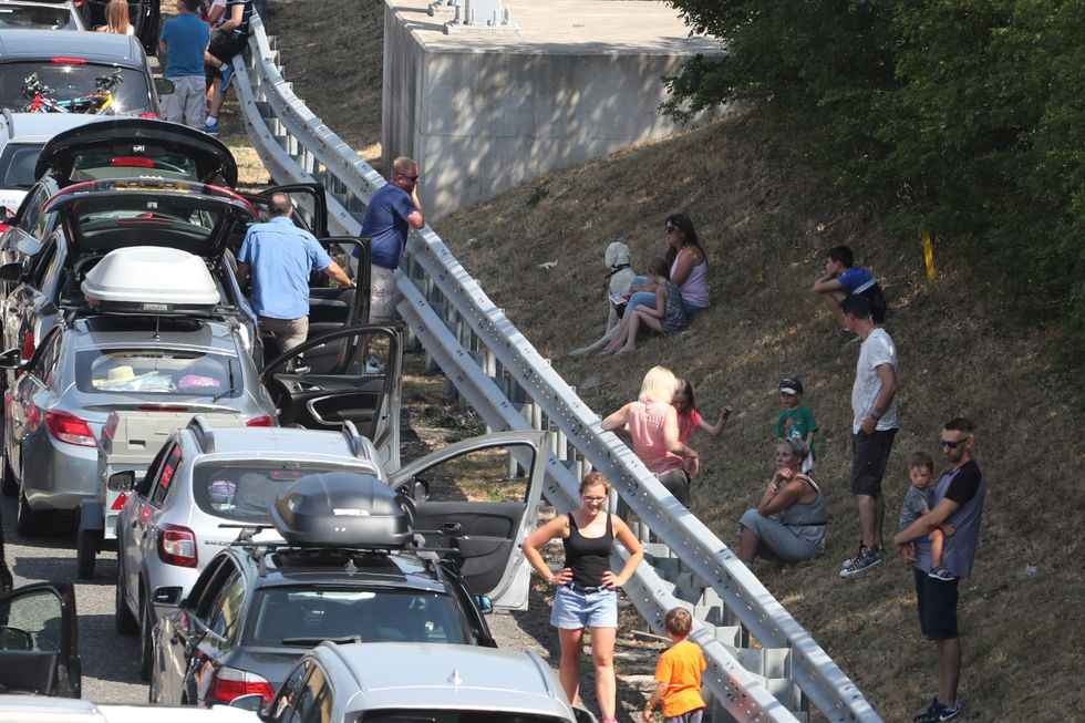 Drivers at the side of the motorway