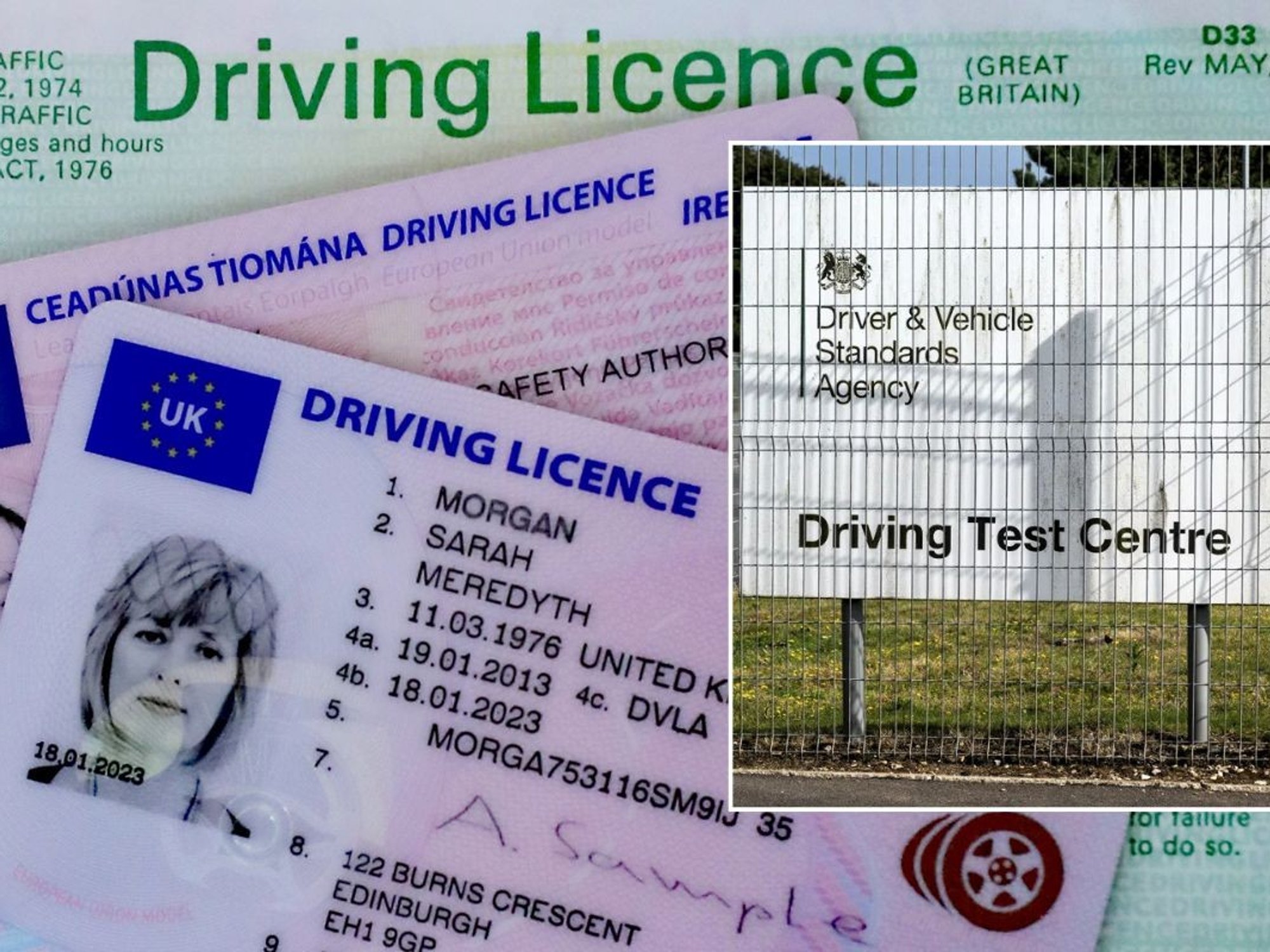 Driving licence and a DVSA driving test centre
