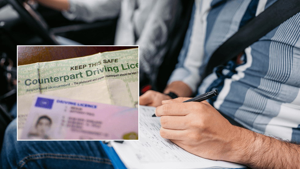 Driving licence and learner test in vehicle