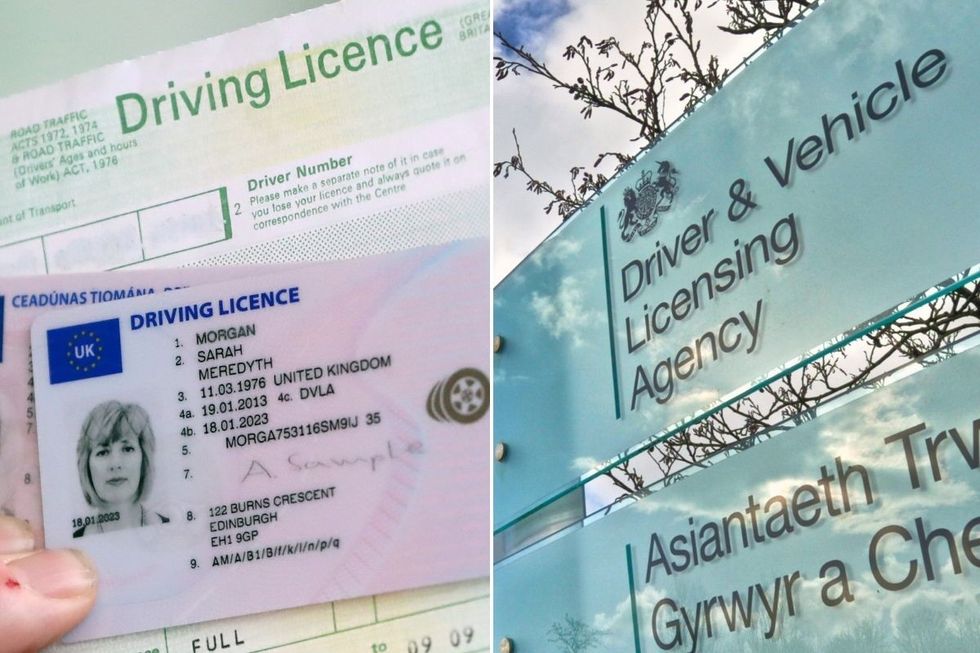 Driving licence application and a DVLA sign