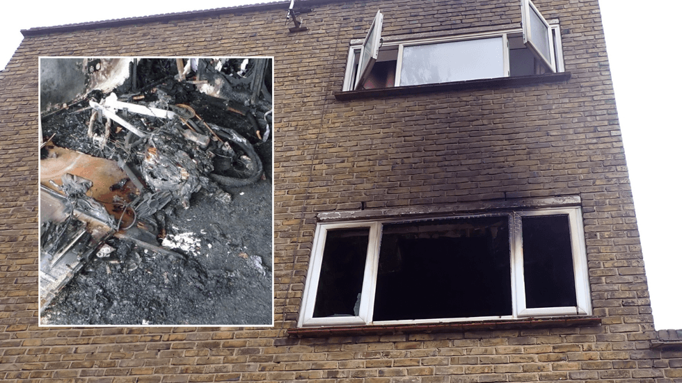 E-bike fire and building damage