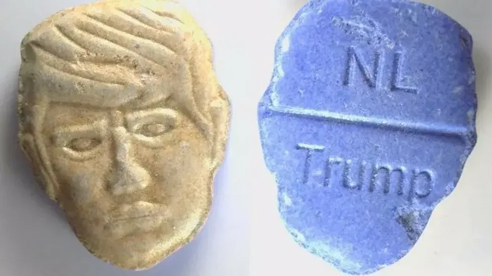 Ecstasy tablets moulded in the shape of Donald Trump's head