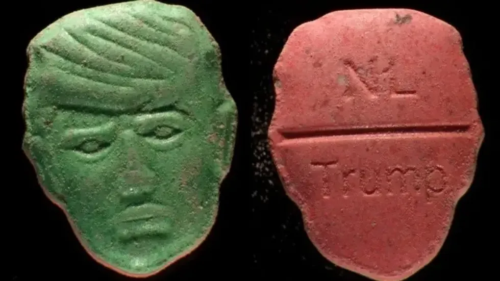 Ecstasy tablets moulded in the shape of Donald Trump's head