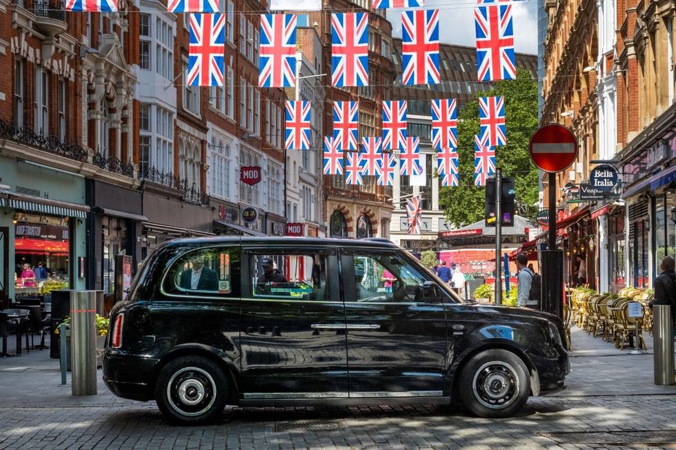 Electric black cab parked in London