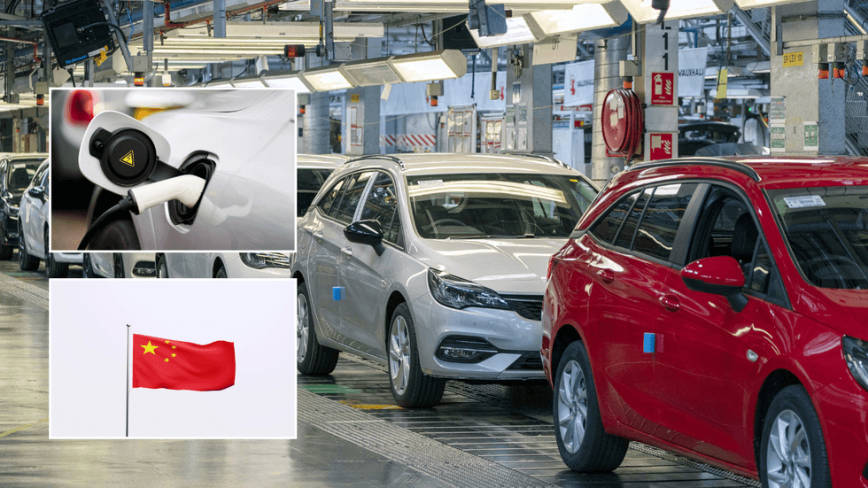 Electric vehicle charger and Chinese flag